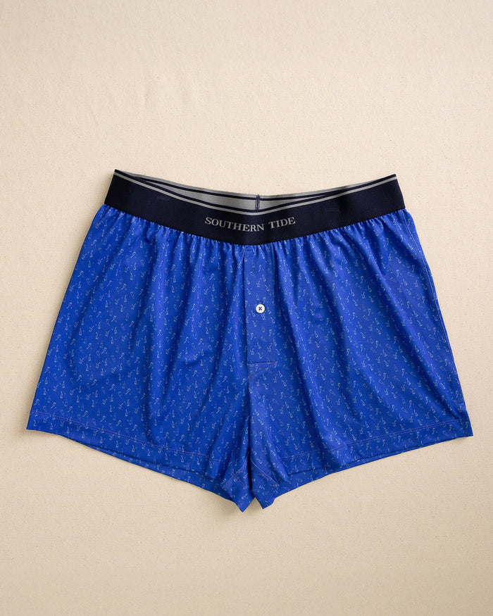 The front view of the Southern Tide Beer Cheers Performance Boxer by Southern Tide - Dazzling Blue