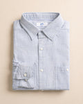 The front view of the Southern Tide Berkeley Solid Double Cloth Sport Shirt by Southern Tide - Heather Cerulean