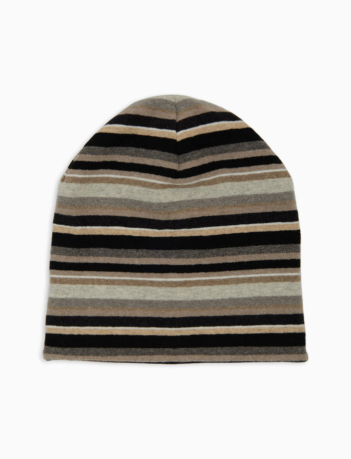 Berretto reversibile unisex pile nero righe multicolor - Gallo 1927 - Official Online Shop