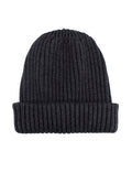 Berretto unisex lana, seta e cashmere grigio antracite tinta unita a coste