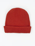 Berretto unisex lana, seta e cashmere minio tinta unita a coste - Gallo 1927 - Official Online Shop