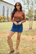 Better Than Basic Brown Mock Neck Knit Top
