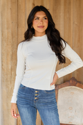 Better Than Basic Ivory Mock Neck Knit Top