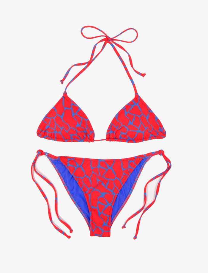 Bikini triangolo donna poliammide blu prussia fantasia giraffa - Gallo 1927 - Official Online Shop