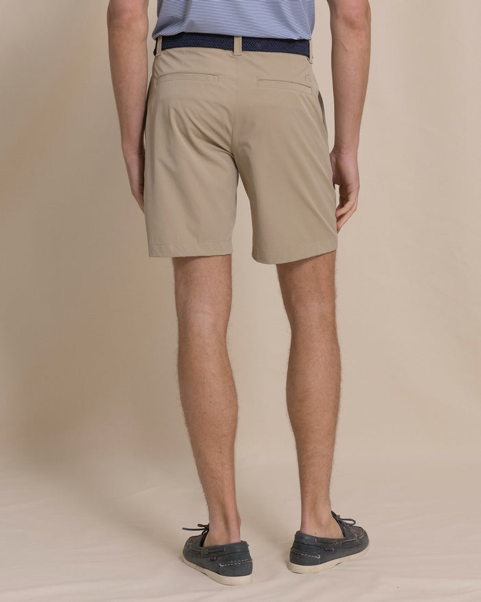 The back view of the Southern Tide Birdie 8" Coastal Breeze® Performance Short by Southern Tide - Sandstone Khaki