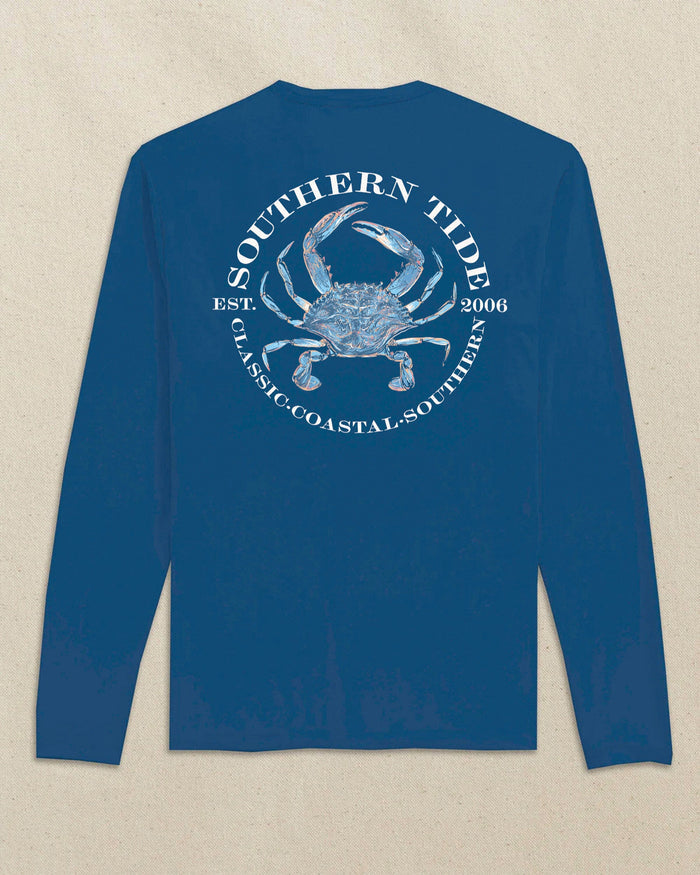 The back view of the Southern Tide Blue Crab Long Sleeve T-Shirt by Southern Tide - Nautical Blue