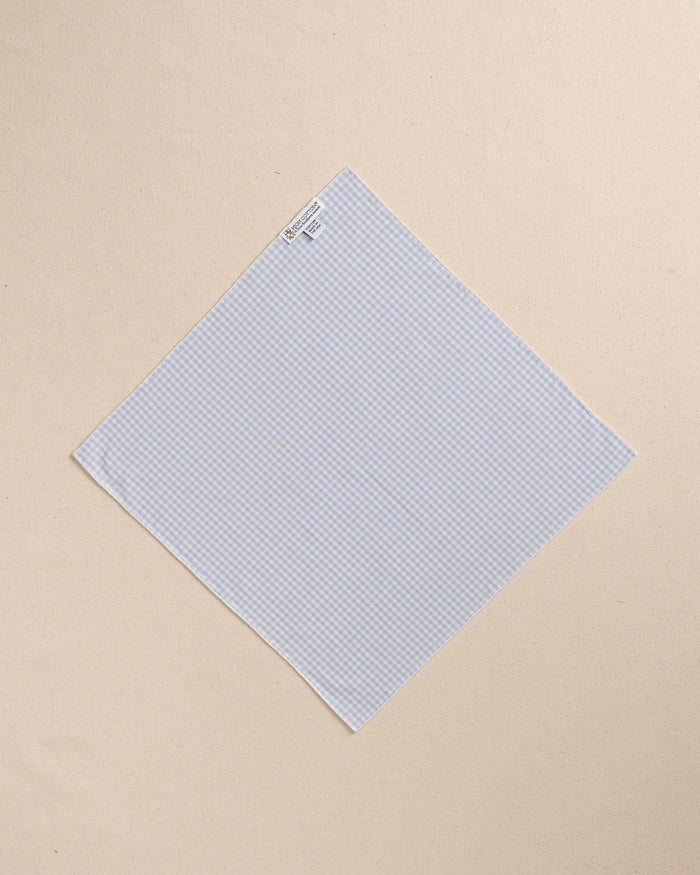 The back view of the High Cotton Blue Gingham Pocket Square at Southern Tide - Blue