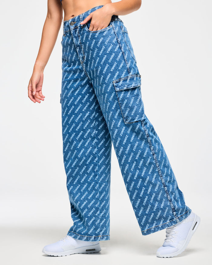 Denim # Blue Jean Baggy Denim Cargo Pants