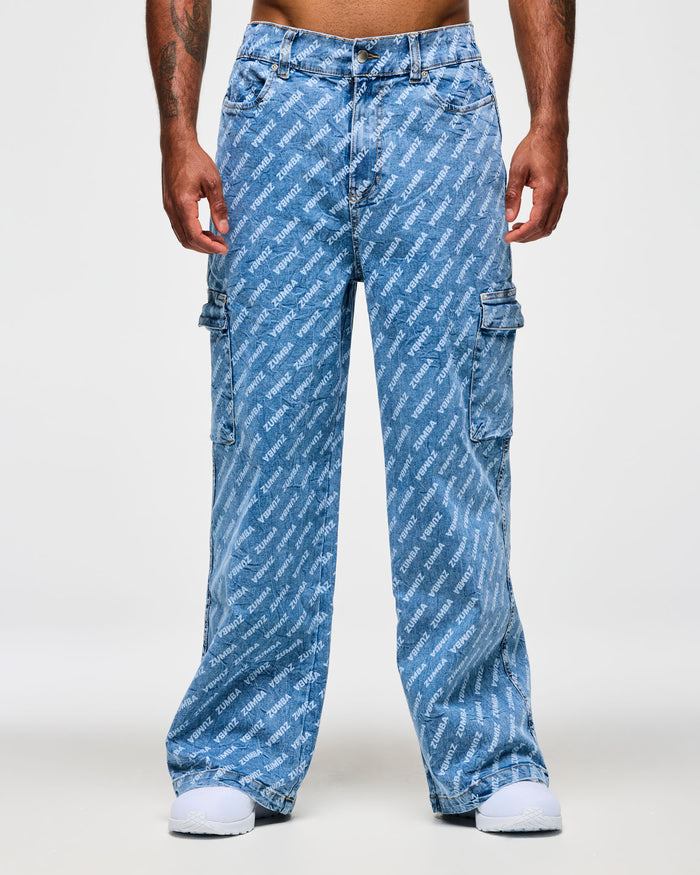 Denim # Blue Jean Baggy Denim Cargo Pants