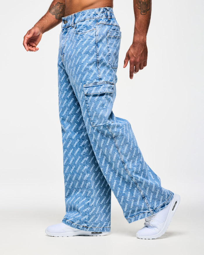 Denim # Blue Jean Baggy Denim Cargo Pants