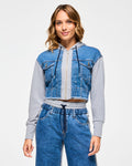 Denim # Blue Jean Crop Zip-Up Hoodie