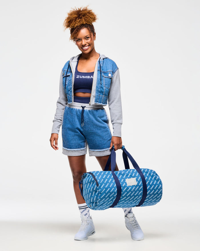Denim # Blue Jean Crop Zip-Up Hoodie