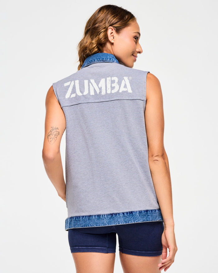 Denim # Blue Jean Long Denim Vest
