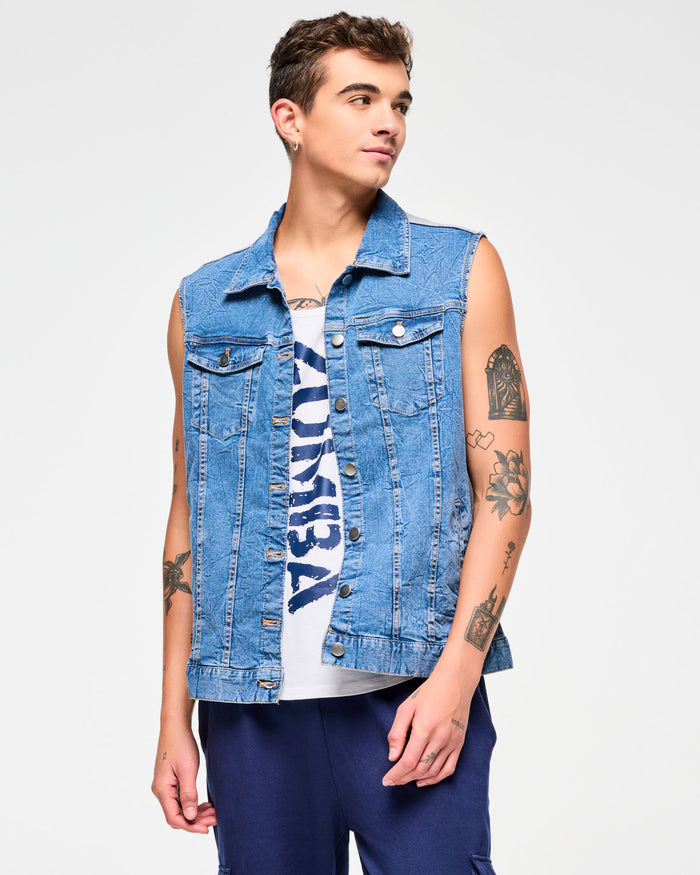 Denim # Blue Jean Long Denim Vest