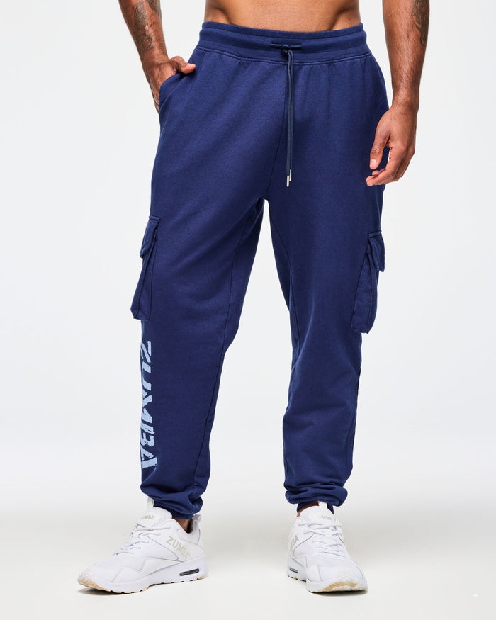Denim # Blue Jean Men's Knit Denim Cargo Pants