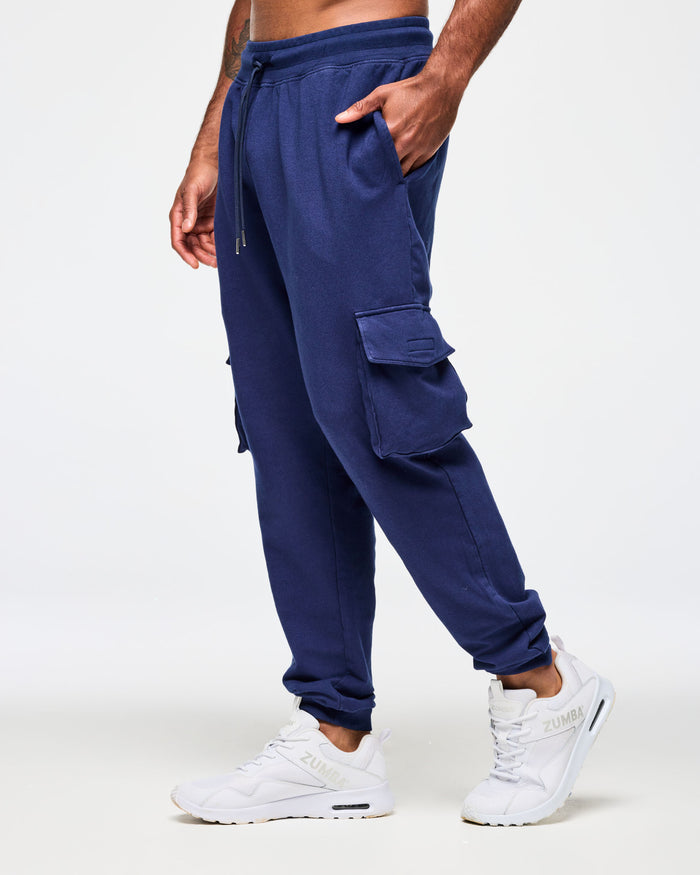 Denim # Blue Jean Men's Knit Denim Cargo Pants