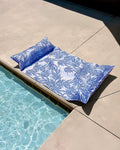 The front view of the Southern Tide Blue Palms Pool Float by Southern Tide - Blue Lolite