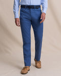 The front view of the Southern Tide Bluewater Five Pocket Pant by Southern Tide - Nautical Blue