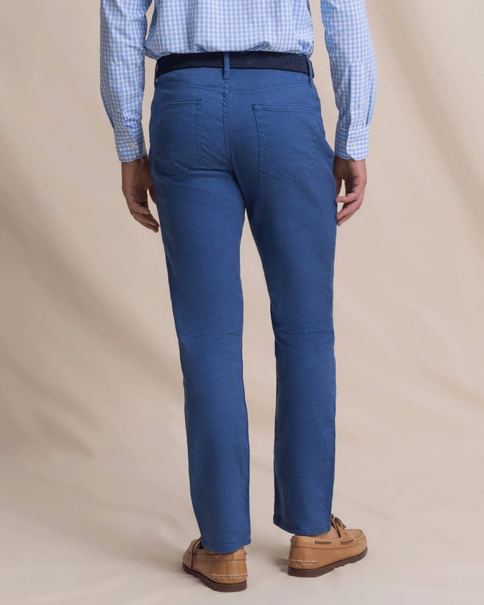 The back view of the Southern Tide Bluewater Five Pocket Pant by Southern Tide - Nautical Blue