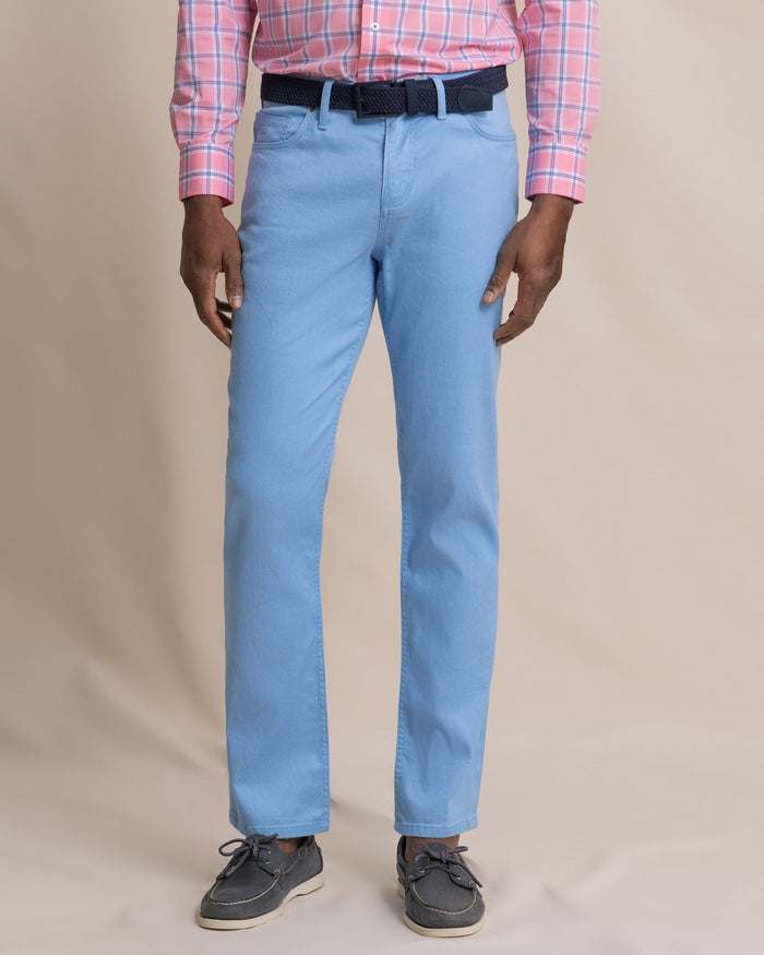 The front view of the Southern Tide Bluewater Five Pocket Pant by Southern Tide - Ocean Channel
