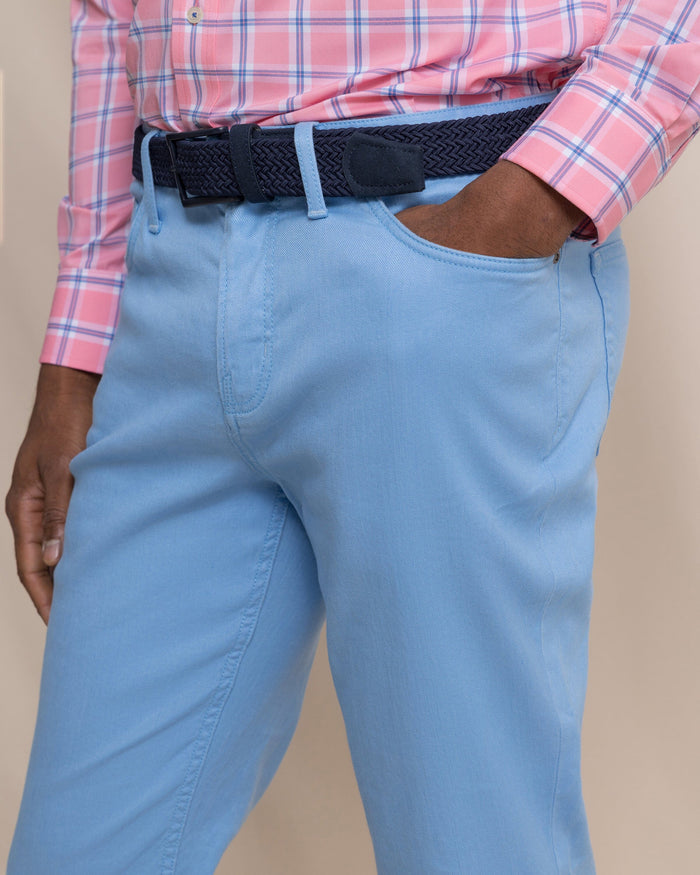 The detail view of the Southern Tide Bluewater Five Pocket Pant by Southern Tide - Ocean Channel