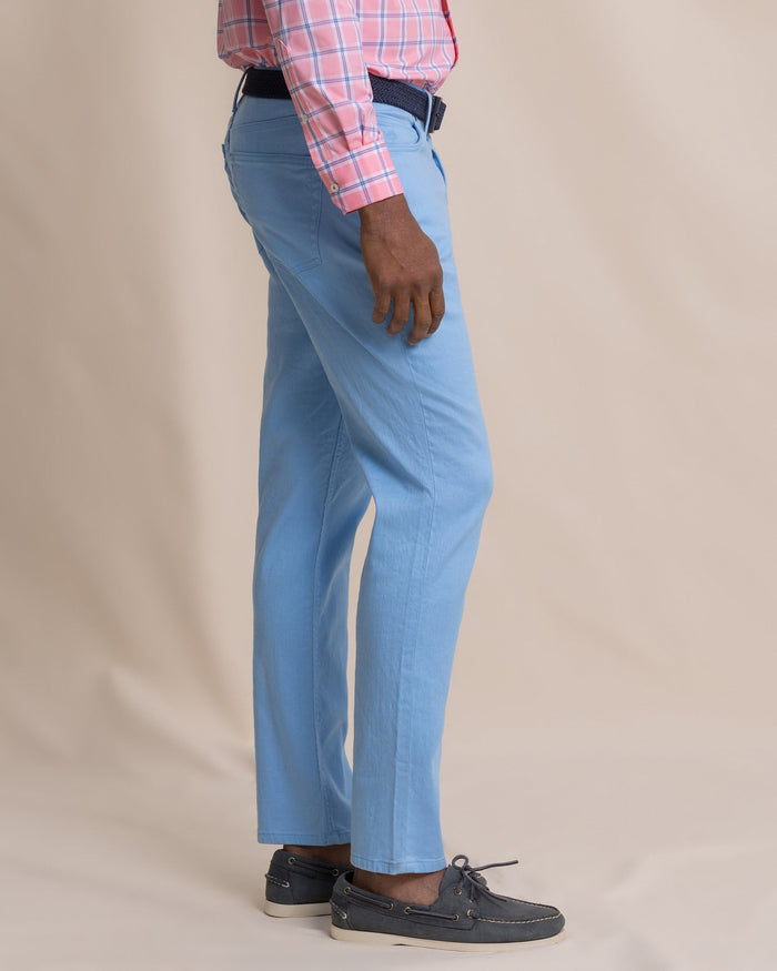 The side view of the Southern Tide Bluewater Five Pocket Pant by Southern Tide - Ocean Channel