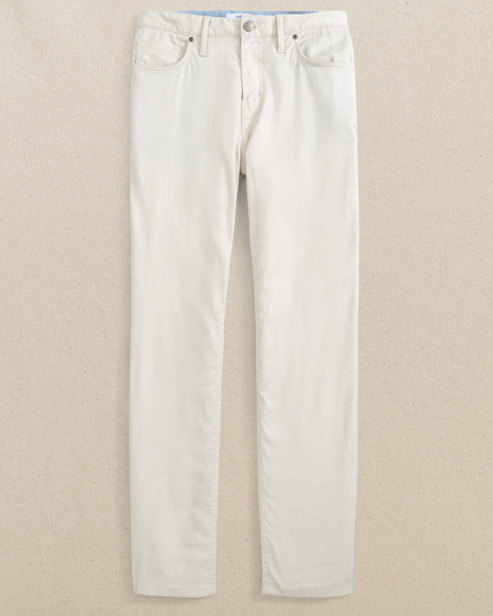 The front view of the Southern Tide Bluewater Five Pocket Pant by Southern Tide - Stone