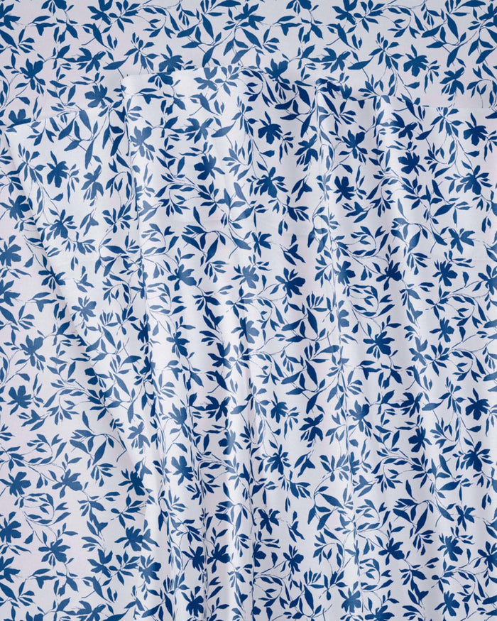 The detail view of the Southern Tide Botanical Floral Sheet Set by Southern Tide - Navy