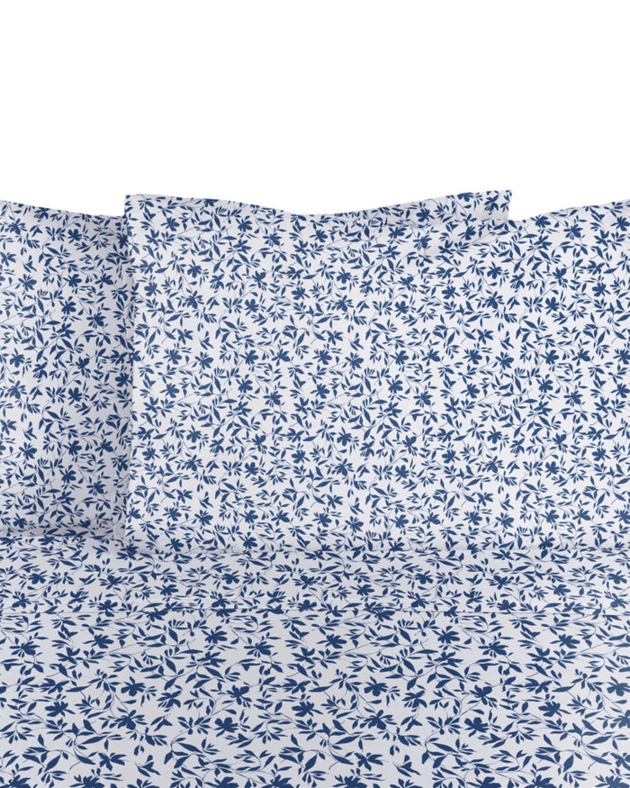 The detail view of the Southern Tide Botanical Floral Sheet Set by Southern Tide - Navy