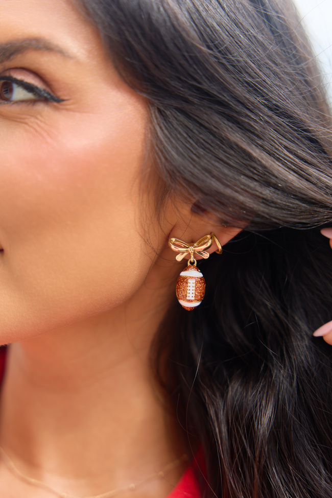 Bow & Football Drop Earrings