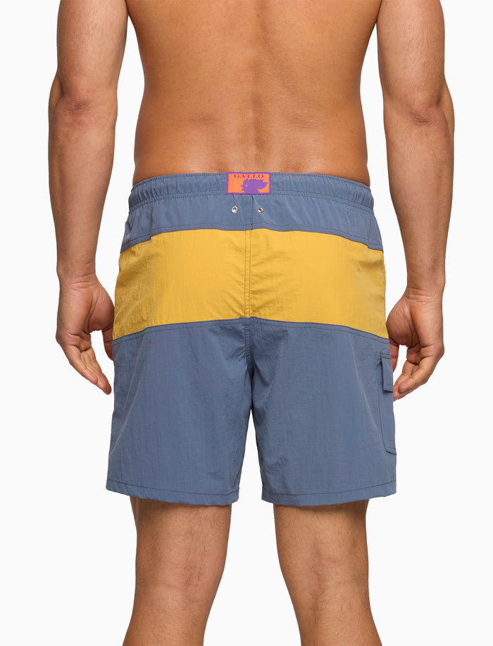 Boxer mare uomo tinta unita blu con con contrasti