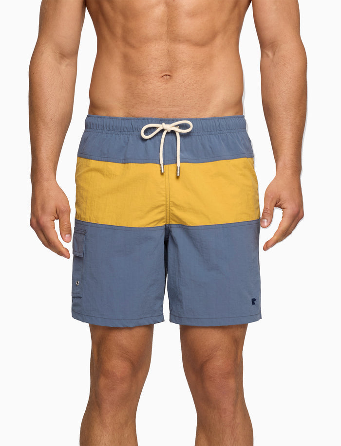 Boxer mare uomo tinta unita blu con con contrasti