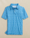 The front view of the Southern Tide Boys Driver Fish Printed Performance Polo by Southern Tide - Ocean Channel