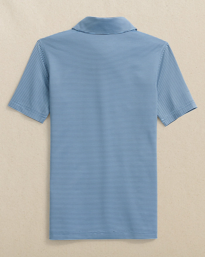 The back view of the Southern Tide Boys Driver Meadowbrook Stripe Performance Polo by Southern Tide - Ocean Channel