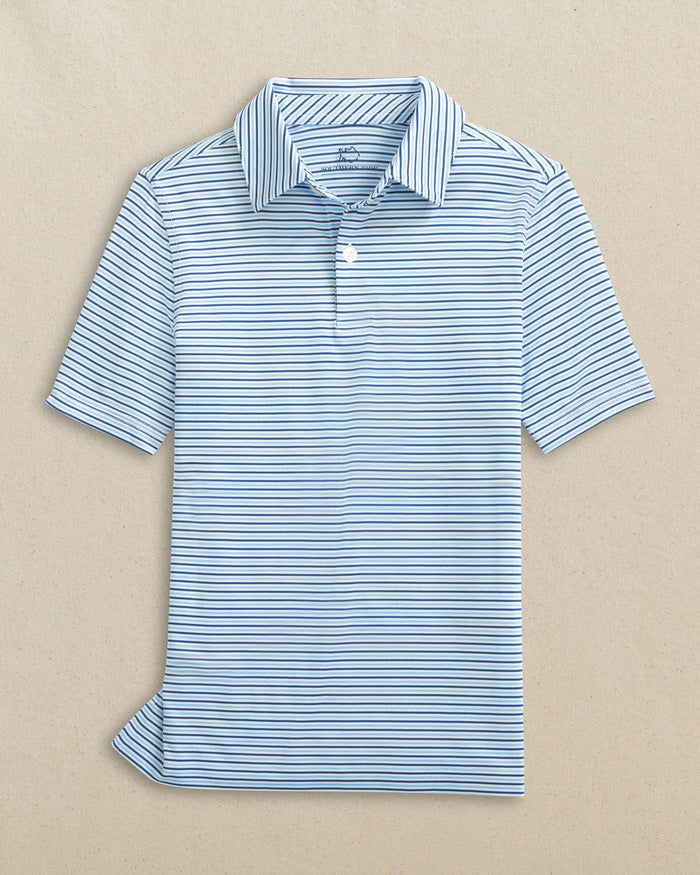 The front view of the Southern Tide Boys Driver Micro-Stripe Performance Polo by Southern Tide - Ocean Channel