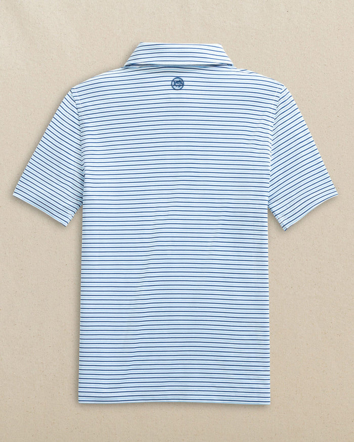 The back view of the Southern Tide Boys Driver Micro-Stripe Performance Polo by Southern Tide - Ocean Channel