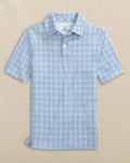 The front view of the Southern Tide Boys Driver Plaid Performance Polo by Southern Tide - Ocean Channel