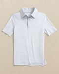 The front view of the Southern Tide Boy's Driver Spacedye Polo Shirt by Southern Tide - Slate Grey