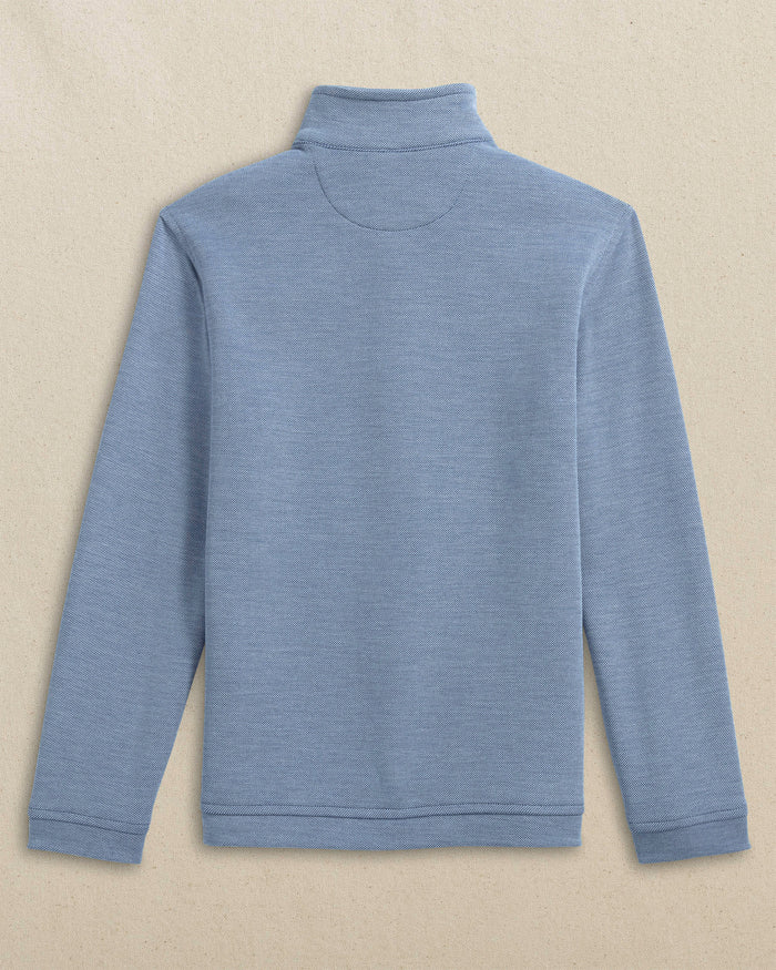 The back view of the Southern Tide Boys Sandy Cove Quarter Zip by Southern Tide - Nautical Blue