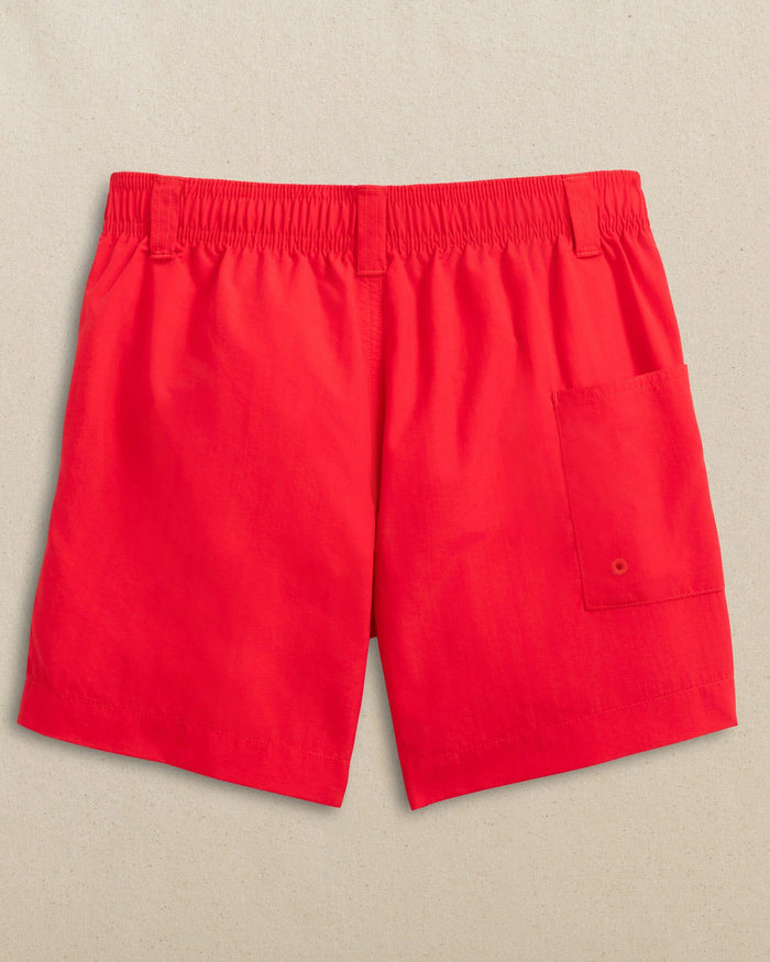 The back view of the Southern Tide Boys Shoreline Active Short by Southern Tide - Channel Marker Red