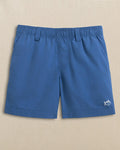 The front view of the Southern Tide Boys Shoreline Active Short by Southern Tide - Nautical Blue
