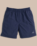 The front view of the Southern Tide Boys Shoreline Active Short by Southern Tide - True Navy