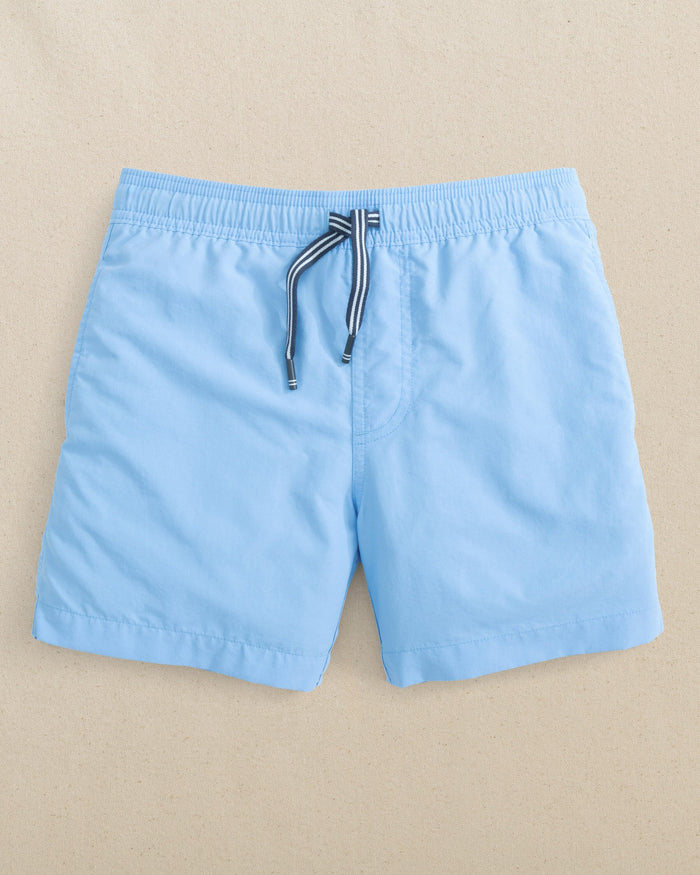 The front view of the Southern Tide Boys Solid Maritime Swim Trunk by Southern Tide - Ocean Channel
