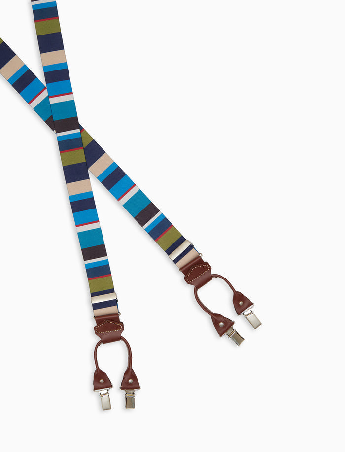 Bretella elastica unisex a righe multicolor blu - Gallo 1927 - Official Online Shop