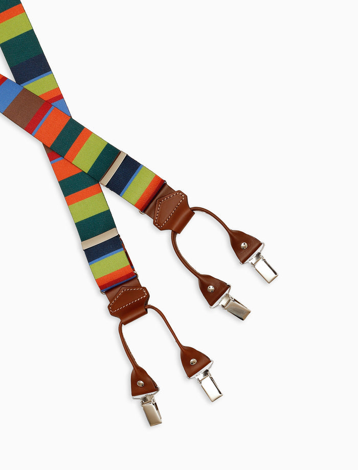 Bretella elastica unisex verde a righe multicolor - Gallo 1927 - Official Online Shop