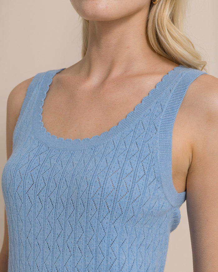 The detail view of the Southern Tide Bridgette Pointelle Sweater Tank by Southern Tide - Ocean Channel
