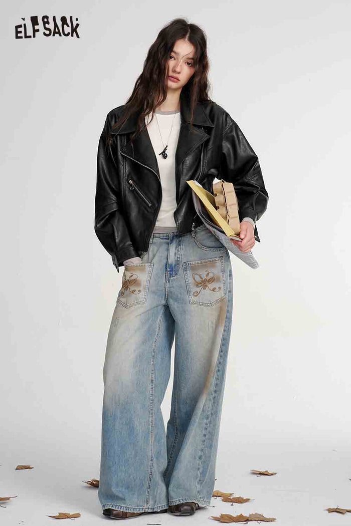 Brown Faux Leather Moto Jacket