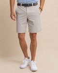The front view of the Southern Tide brrr die 10 Short by Southern Tide - Stone