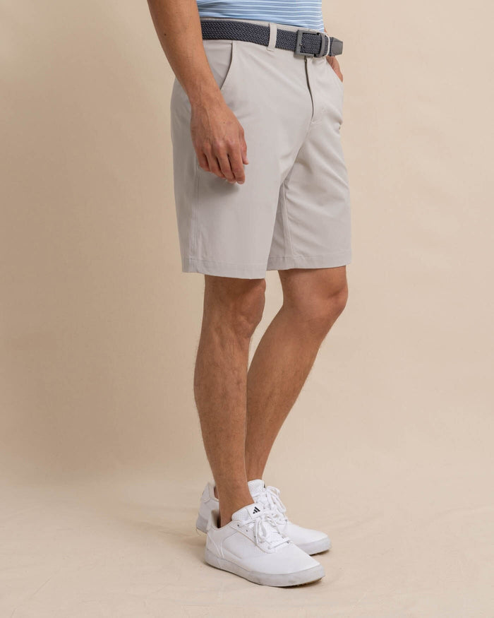 The front view of the Southern Tide brrr die 10 Short by Southern Tide - Stone