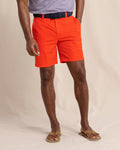 The front view of the Southern Tide brrr°®-die 8" Performance Short in Poppy Red by Southern Tide - Poppy Red